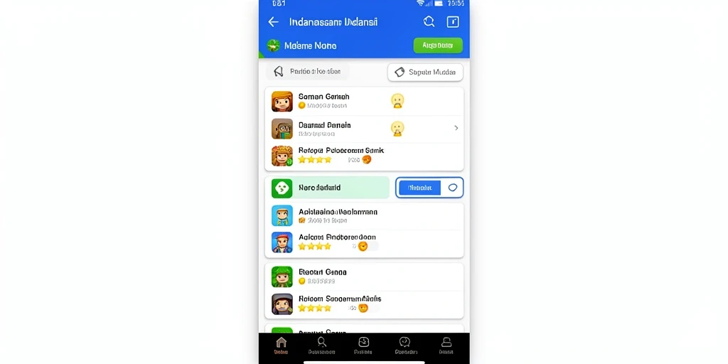 Menu dengan berbagai pilihan level dan mode.